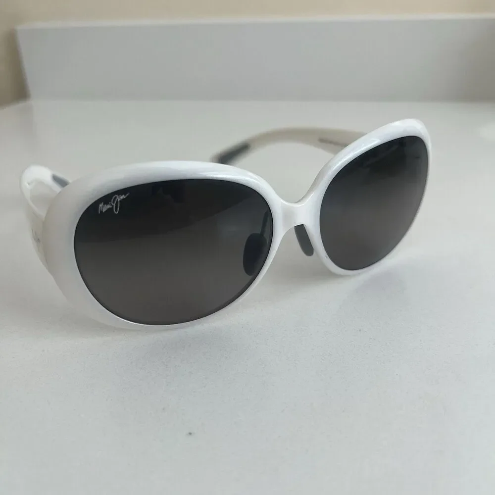 Maui Jim Women’s Nahiku White Pearl Frame Gray Polarized Sunglasses MJ436-05